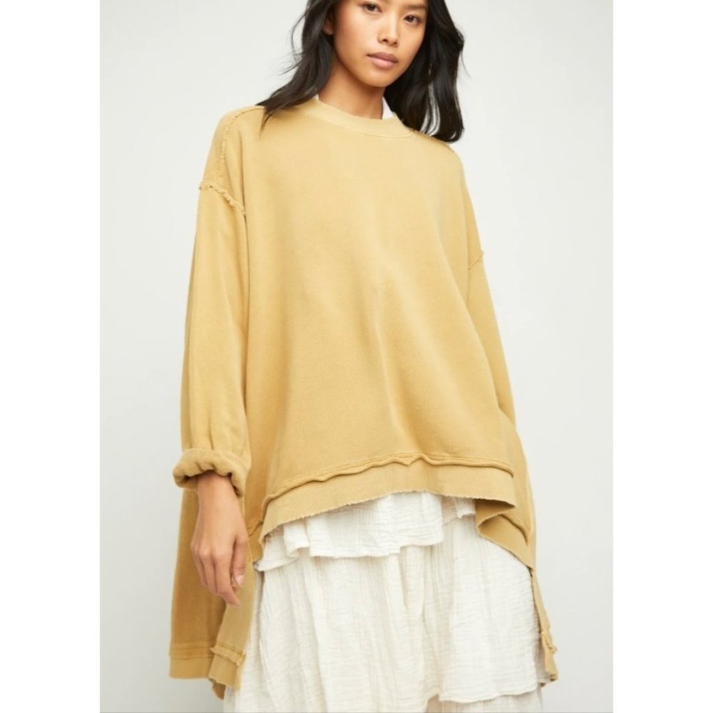 Free People Iggy Sweatshirt Yellow Color Sz